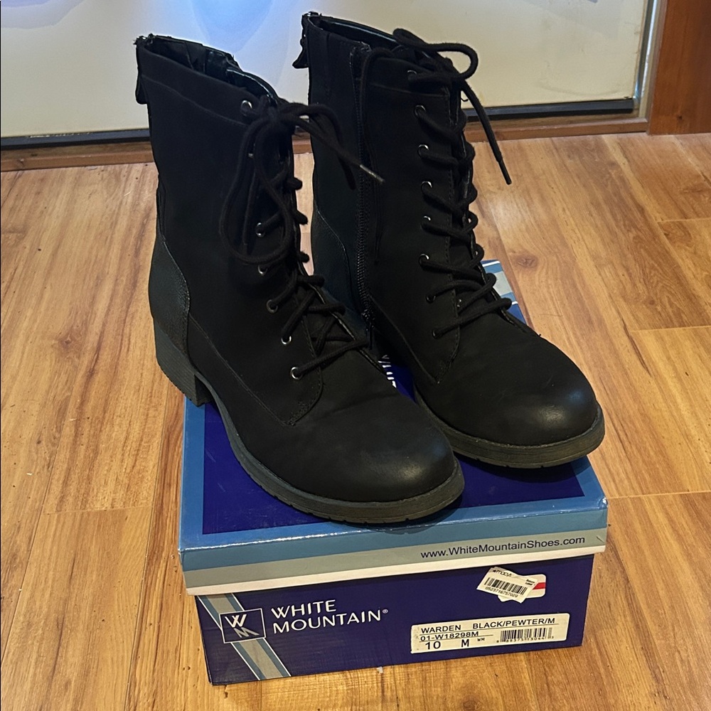 White Mountain Black Combat Boots